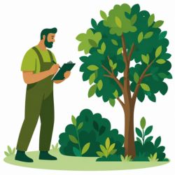 スタッフが見積りしているイラスト